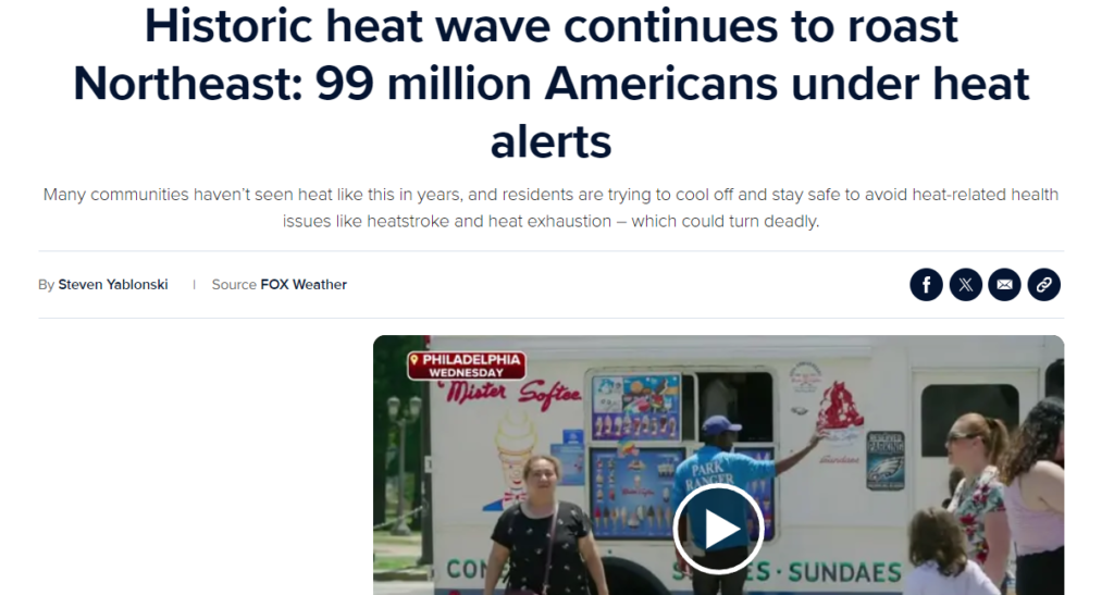 Heat wave article screenshot